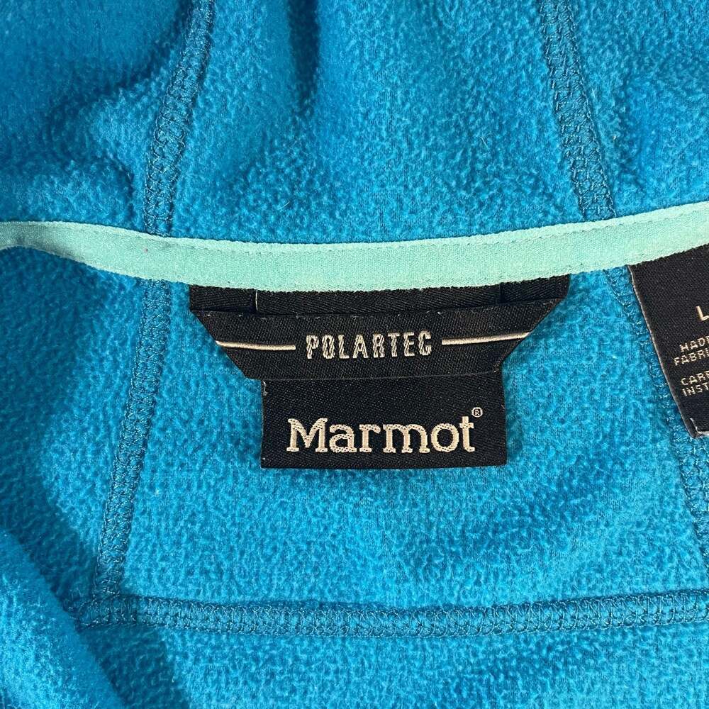Marmot Teal Blue Polartec Full-Zip Fleece Hoodie Jacket Women’s L - Picture 6 of 8